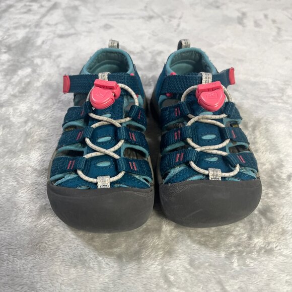 Keen Newport H2 Kids 11 Hiking Rugged Sandals Youth Blue Pink Waterproof - Picture 2 of 9